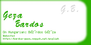 geza bardos business card